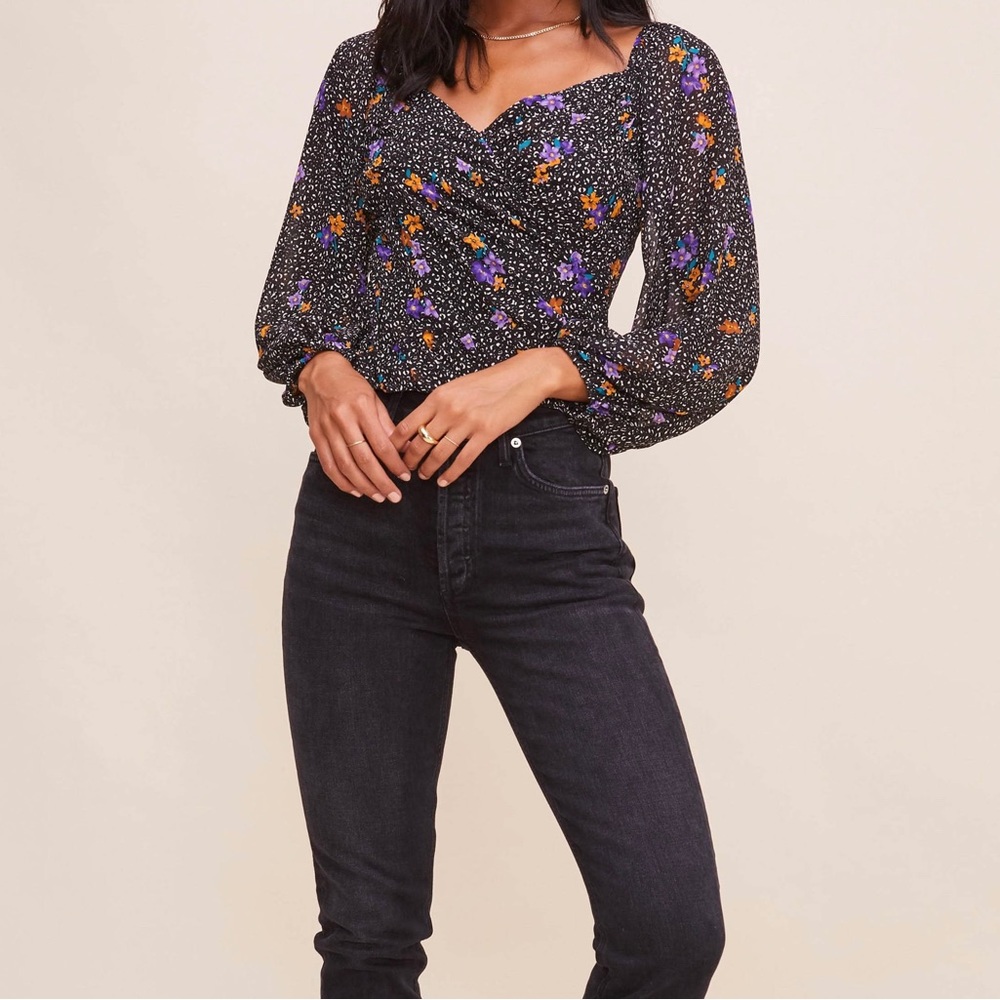COPY - Astr  Print Shirred Crop Top